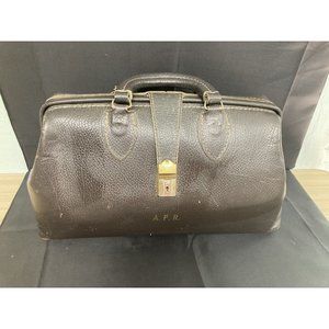 Schell Vintage Black Brown Leather Doctors Satchel Bag 5681-71424 No Key